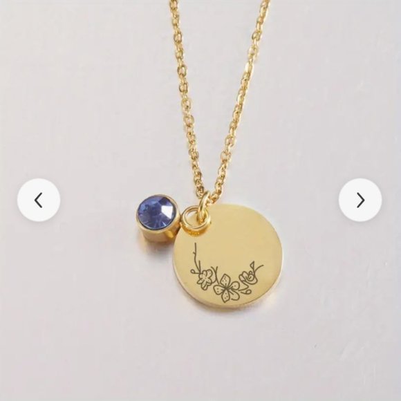 Jewelry - 18K Gold Plated Stainless Steel March Cherry Blossom Birthday Necklace, New!
